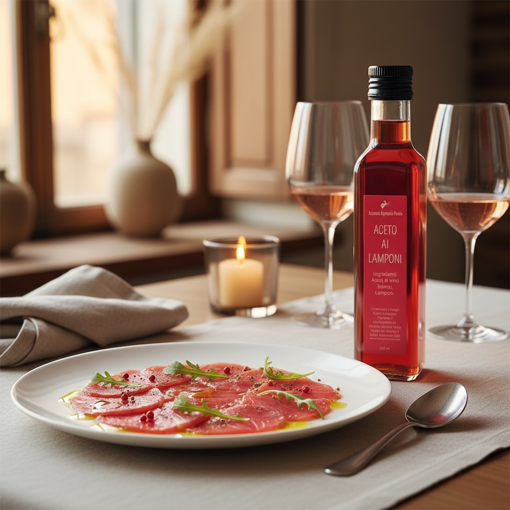 Aceto di Lamponi Artigianale – L’Essenza Fruttata che Trasforma ogni Piatto
